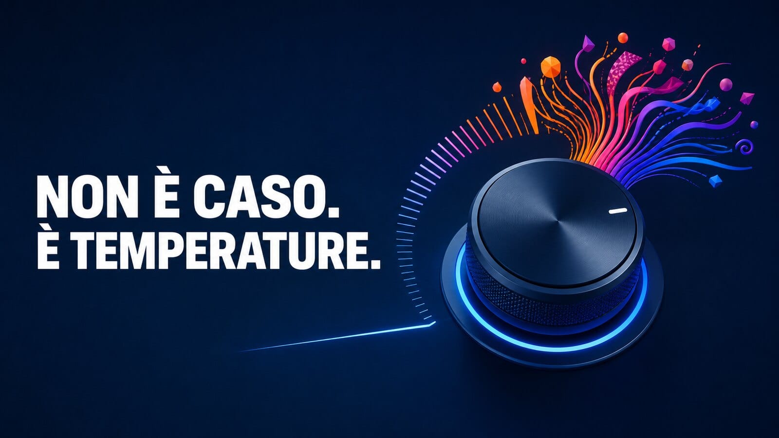 Manopola che regola l’output AI da preciso a creativo con la frase Non è caso. È temperature.